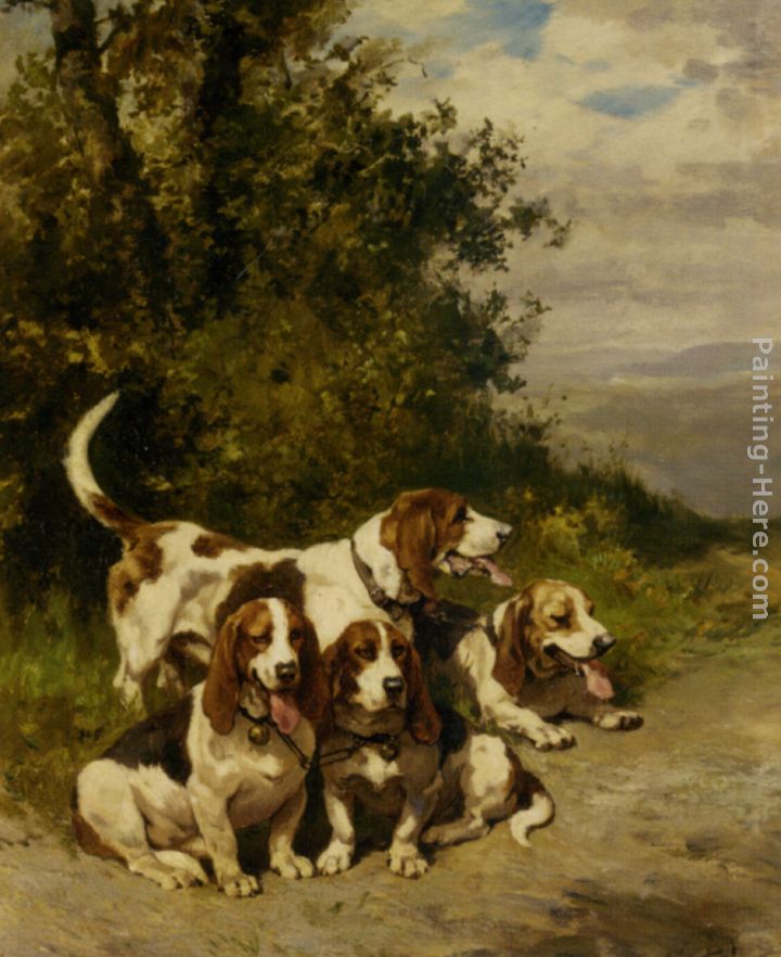 Hunting with Dogs on a Forest Path painting - Charles Olivier De Penne Hunting with Dogs on a Forest Path art painting